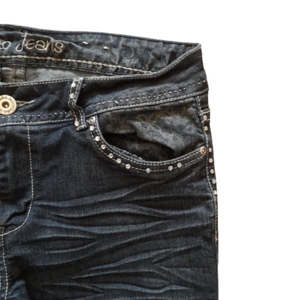 Suko Jeans Womens Size 8 Blue Rise Bootcut Rhinestones - Picture 2 of 10